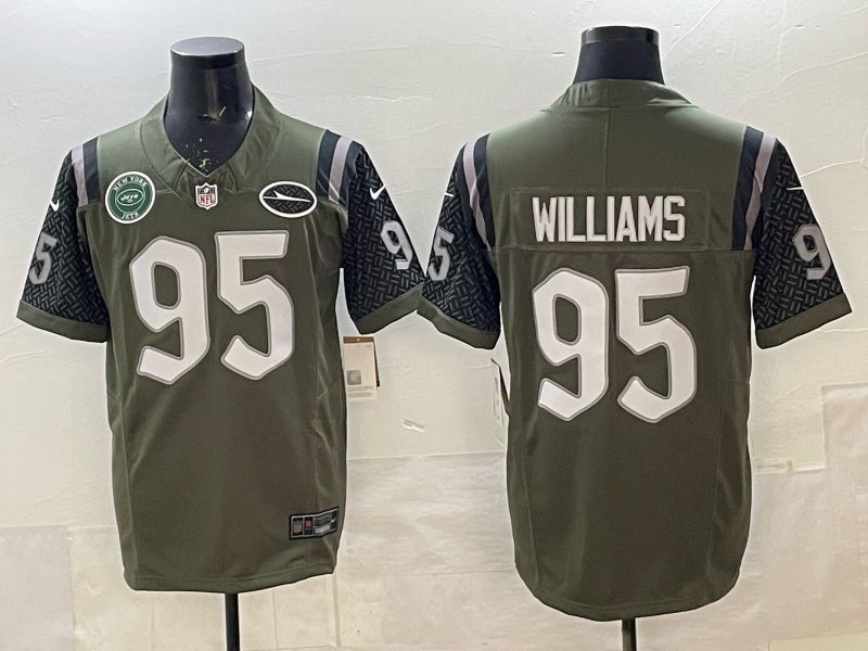Men New York Jets #95 Williams green 5th generations Throwback Nike 2025 Limited NFL Jersey style 02